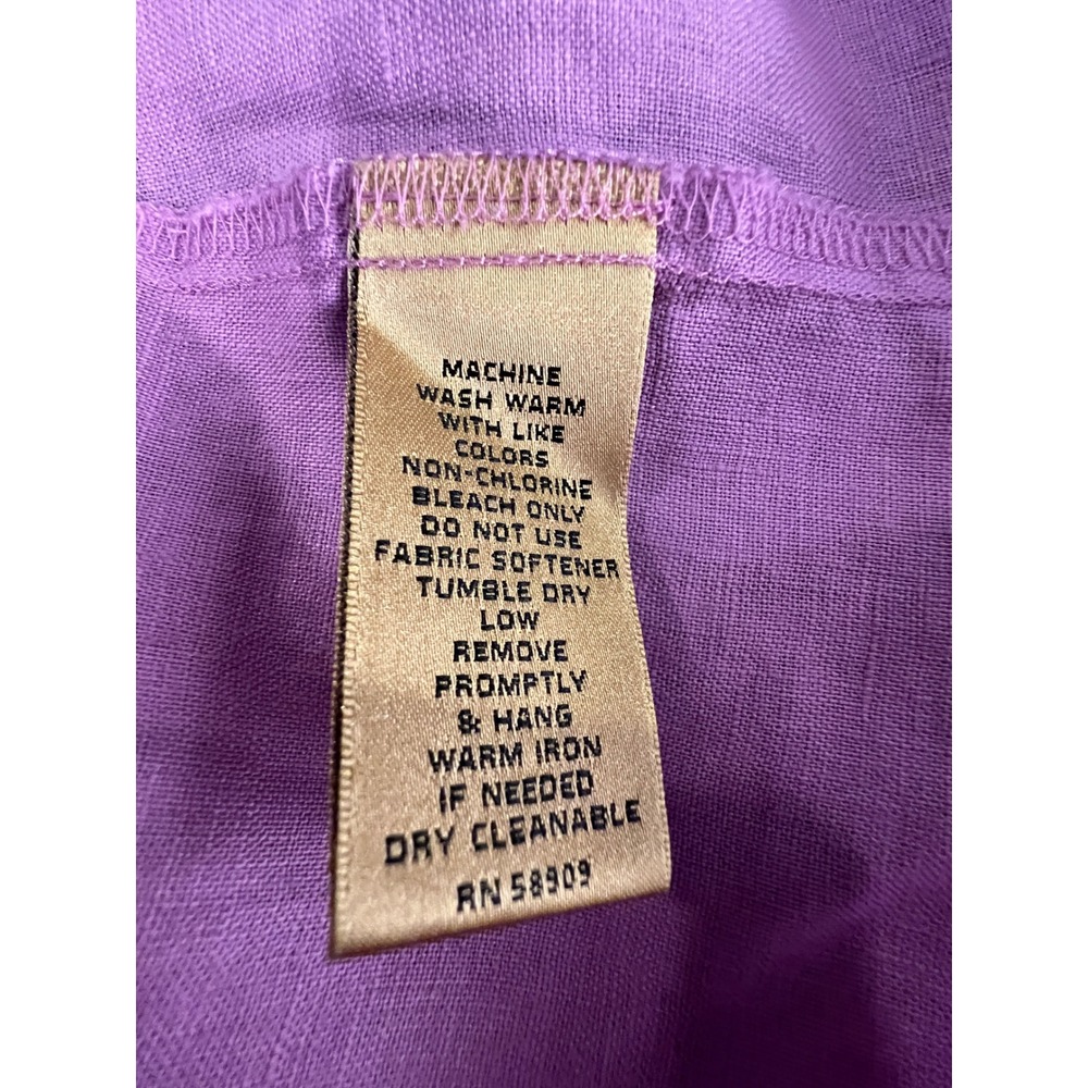 Investments Woman Gold Label 24W Purple Linen Shirt Coastal Plus Size - Picture 6 of 7